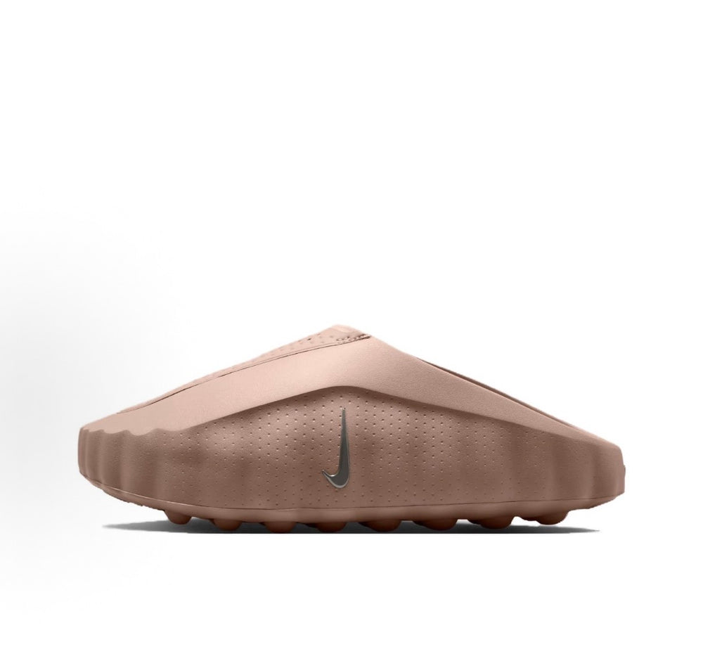 Nike slide sandal in taupe with perforations on the upper and sculpted sole