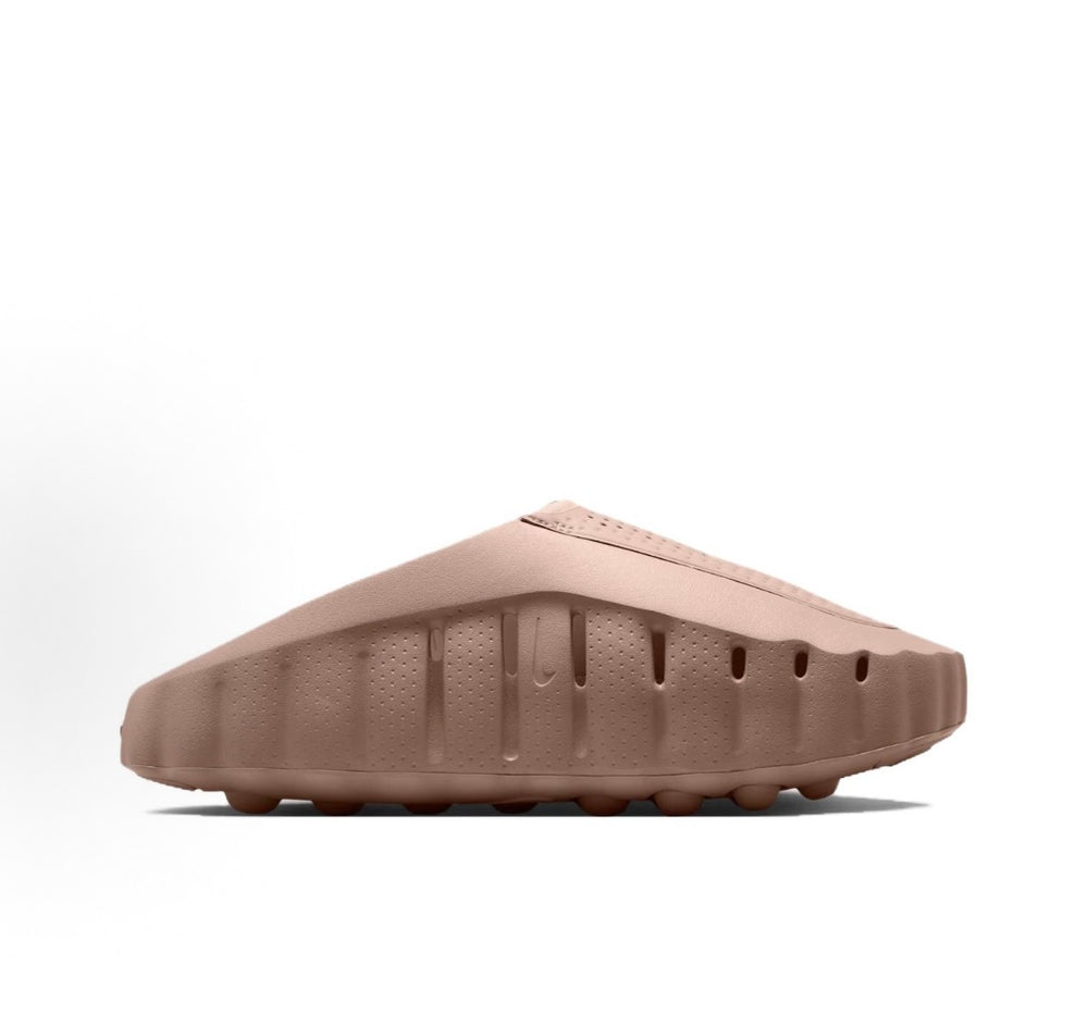 Nike slide sandal in taupe with perforated upper and molded outsole texture