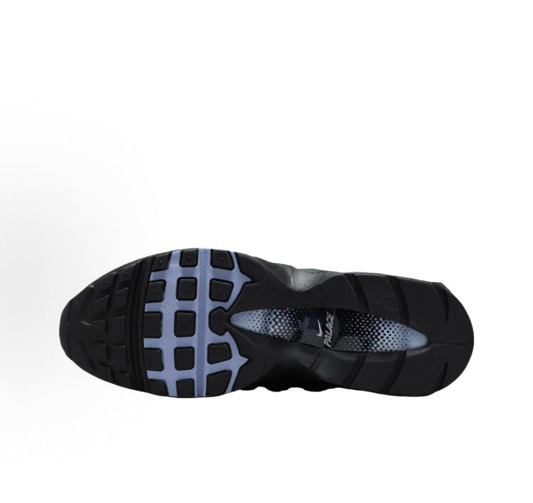 Chunky Air Max sneakers outsole, black tread with blue heel accent