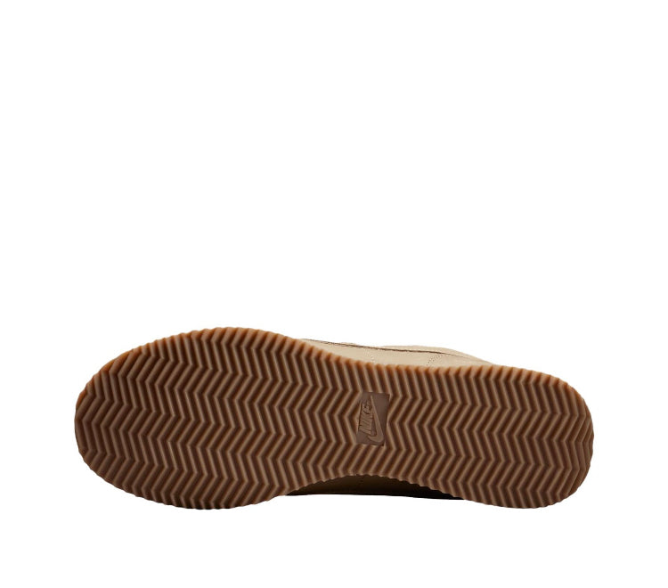 Cortez sneaker outsole, brown zigzag tread with sidewall and chevron pattern