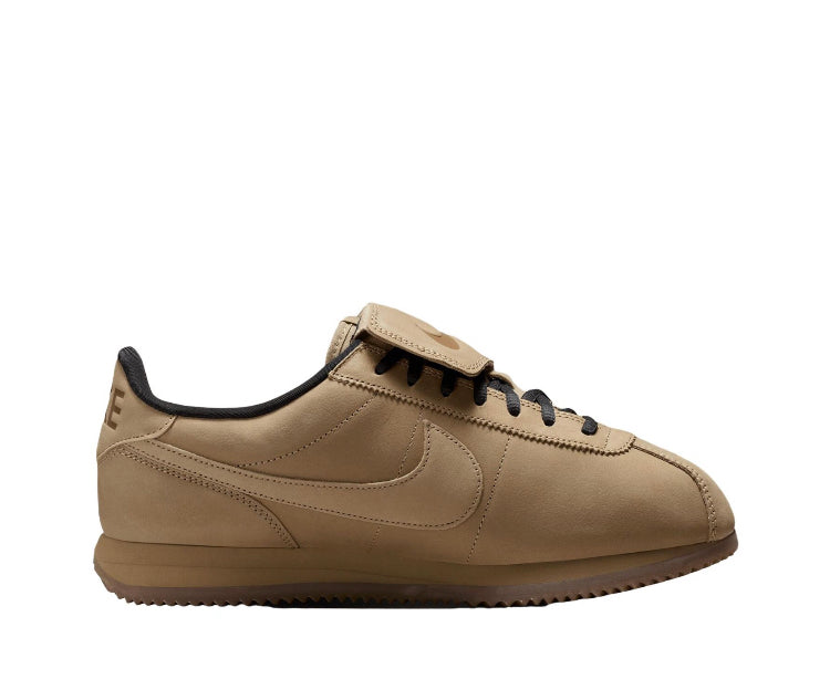 Cortez low-top sneakers, beige upper with black collar and gum outsole
